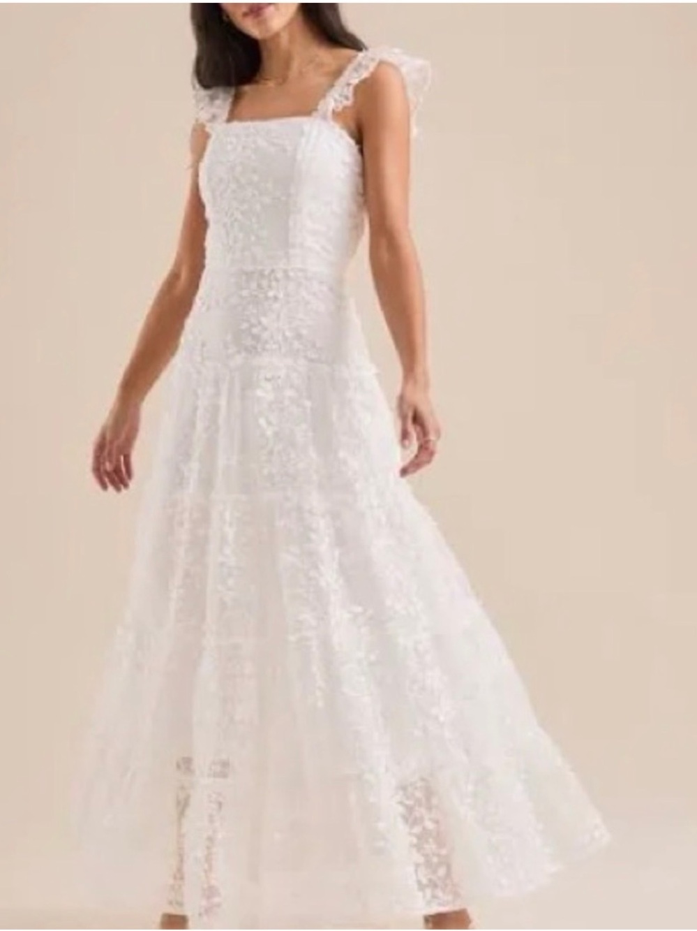 Altar'd State White Lace Midi Dress